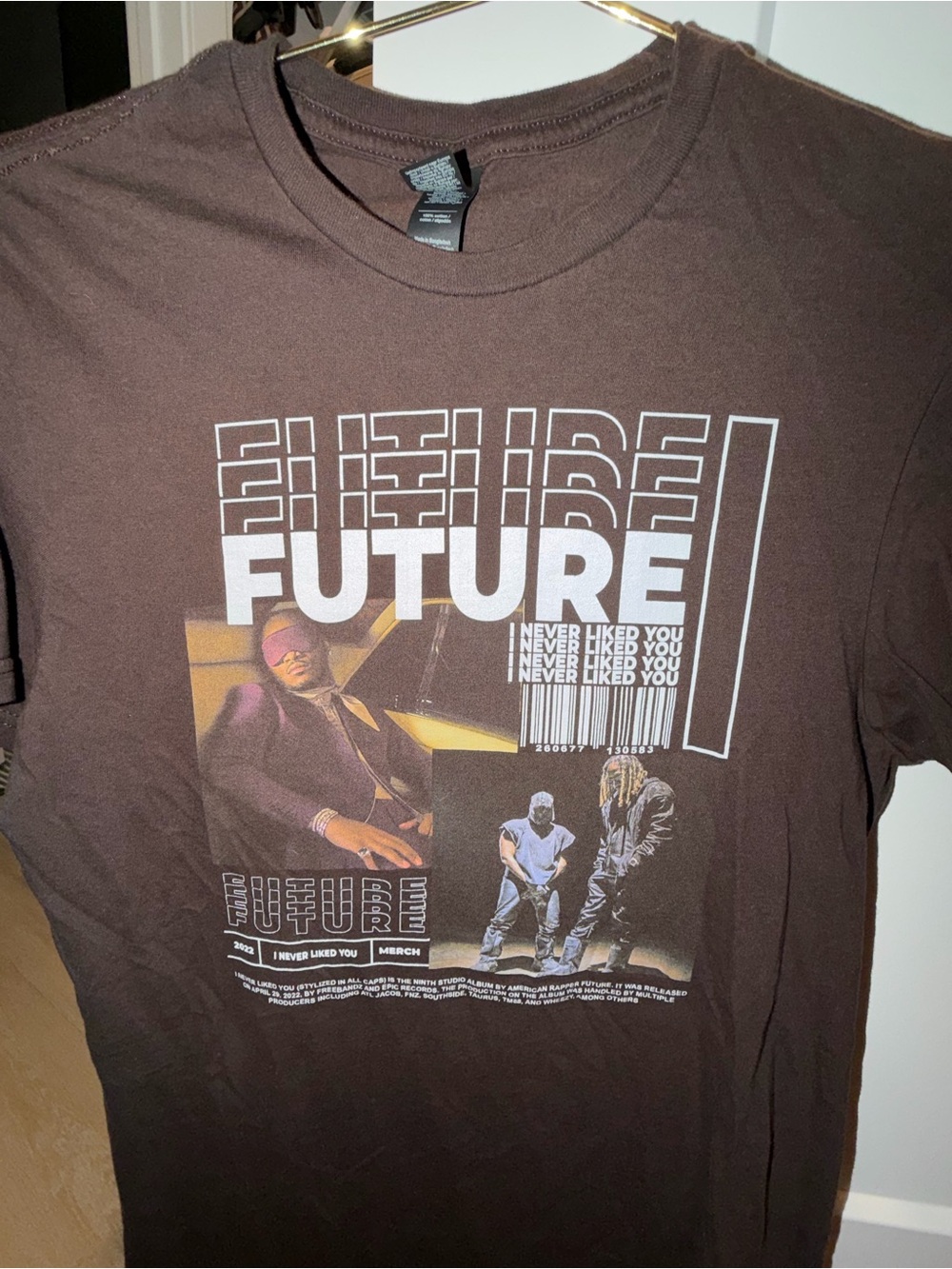 Future Rapper Merch I Never Liked You Short Sleeve Men's T-Shirt Brown Small